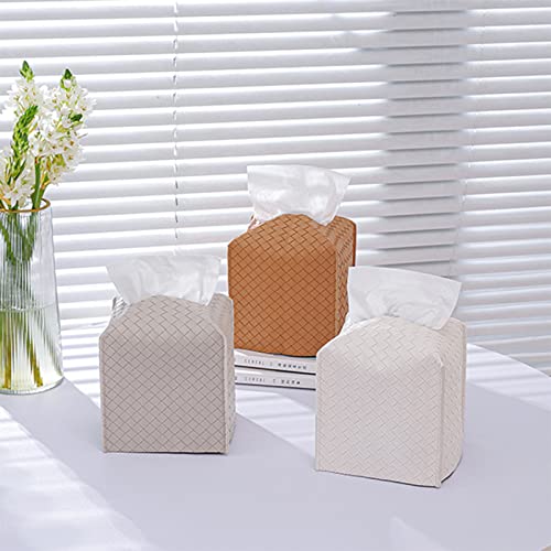 Square PU Leather Tissue Box Cover, Decorative Facial Paper Dispenser