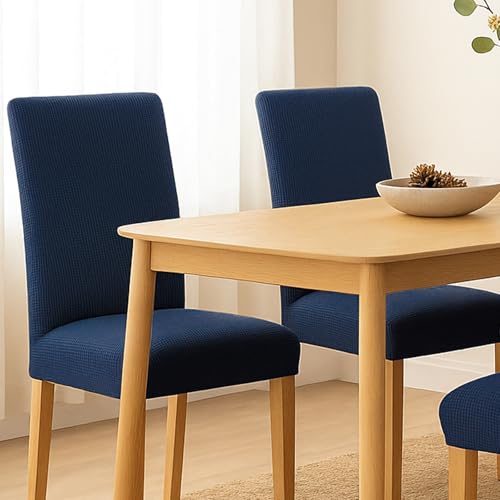 Navy Blue Dining Chair Covers Set of 4 - Slipcovers for Kitchen Chairs