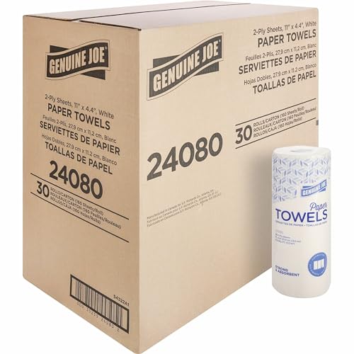 2-Ply Household Paper Towel Rolls - Absorbent White Sheets (Pack of 30)