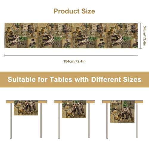 GARSYDAM Rustic Cabin Table Runner 13x72 inches - Farmhouse Deer & Forest Decor - Tr-rustic02