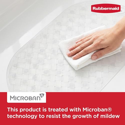 Non-Slip Bath Tub Shower Mat with Suction Cups and Quick-Dry Hook, 27x15 In