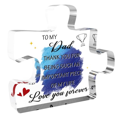 Dad02 Acrylic Block Plaque - Gift for Dad from Daughter | Blue Desk Sign