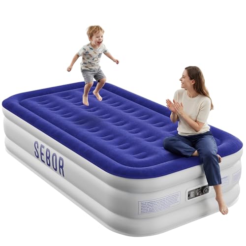Self-Inflating Air Mattress with Built-In Pump, 18 Inch Twin Blow Up Bed
