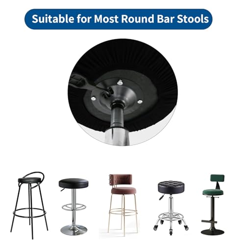 8 Pack Black Round Stool Covers - Stretchy Elastic Slipcovers for 16-20" Stools