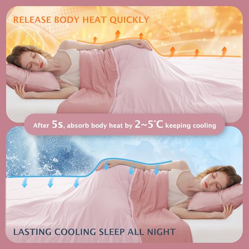 BEAUTEX Queen Cooling Comforter - Lightweight Blanket for Hot Sleepers, Pink