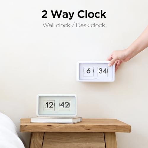 Retro Flip Desk Clock - Vintage Automatic Analog Table & Wall Clock