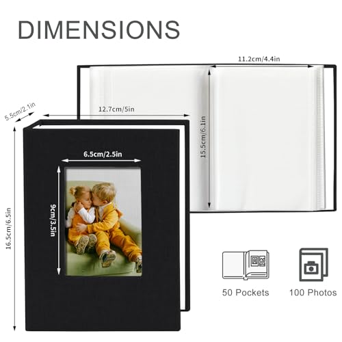 Linen 4x6 Photo Album, 100 Pocket Small Memory Book for Photos & Keepsakes