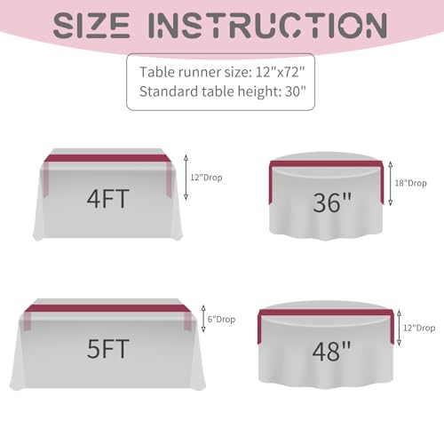Lykoow Burgundy Satin Table Runner 16 Pack 30 x 183 cm for Weddings & Parties