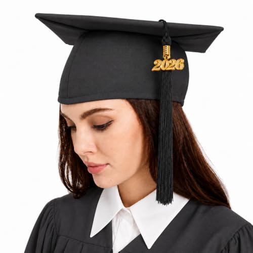 Matte Graduation Cap with 2026 Tassel Charm for High School and College