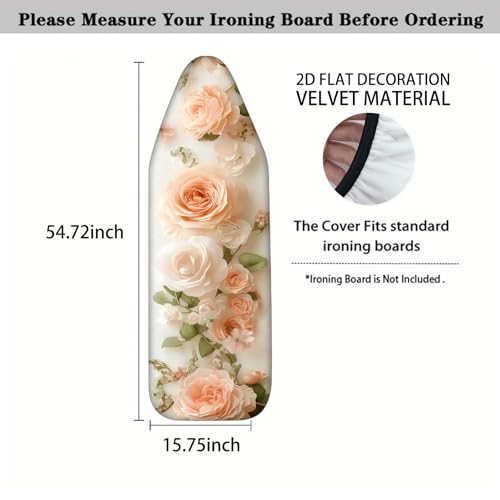 Blush Pink Rose Ironing Board Cover 15x54 Inch Polyester Scorch Guard
