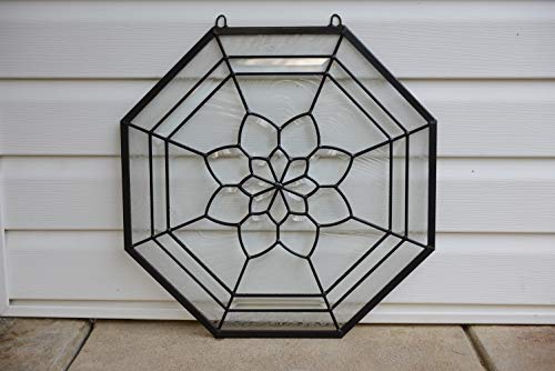 20" x 20" Beveled Clear Stained Glass Hanging Window Panel