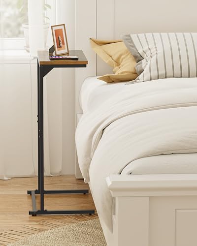 C-Shaped End Table, 28.7-Inch Tall Slim Sofa Side Table for Small Spaces