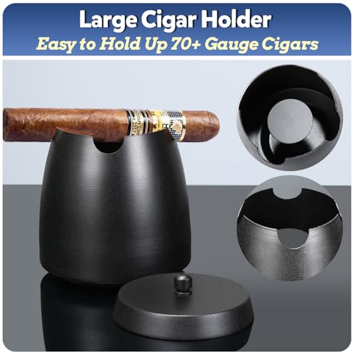 Large Windproof Cigar Ashtray with Lid for Indoor and Outdoor Use