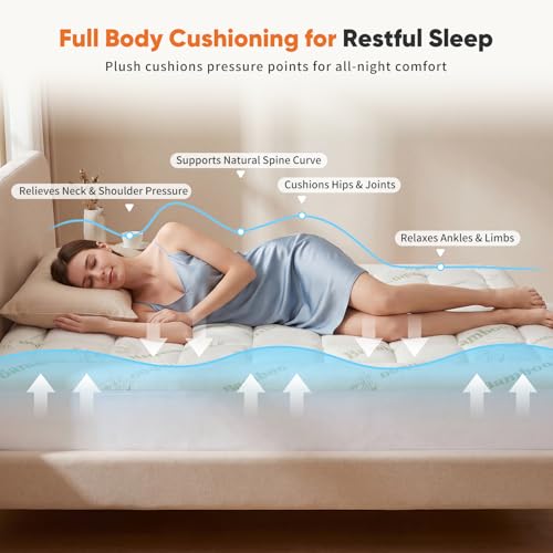 Bamboo Viscose Mattress Topper - Cooling & Breathable Bed Pad