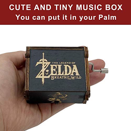 Engraved Wooden Hand Crank Music Box, Antique Carved Musical Gift