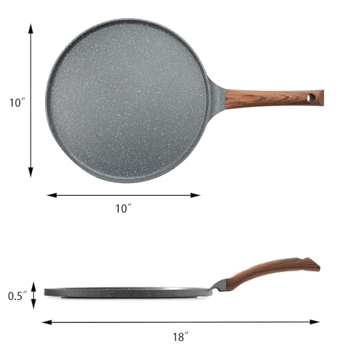 10-Inch Nonstick Crepe Pan - Granite Coating Flat Skillet Dosa Tawa