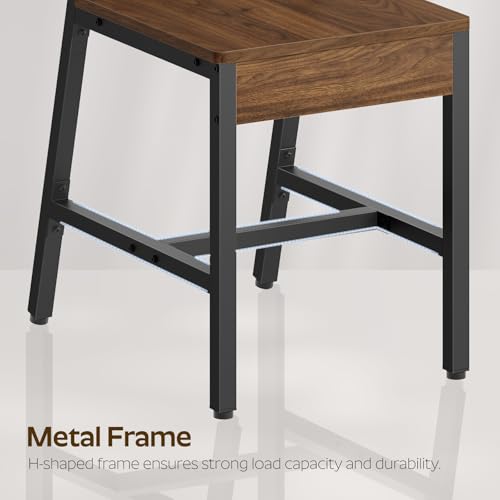 Industrial Dining Chairs Set of 4, Metal Frame Kitchen Chairs, Dark Walnut