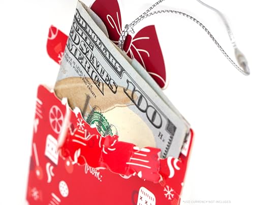 ZipGifts Christmas Cash & Gift Card Ornaments (6 Pack) - Zip-Open Window with Hang Strings