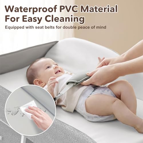 Portable Baby Changing Table with Waterproof Pad and 3 Storage Baskets