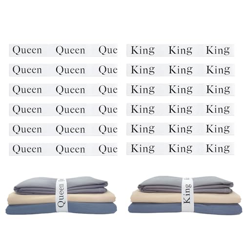 12-Piece Bed Sheet Organizer Bands for Closet Storage - Elastic Straps with Linen Labels