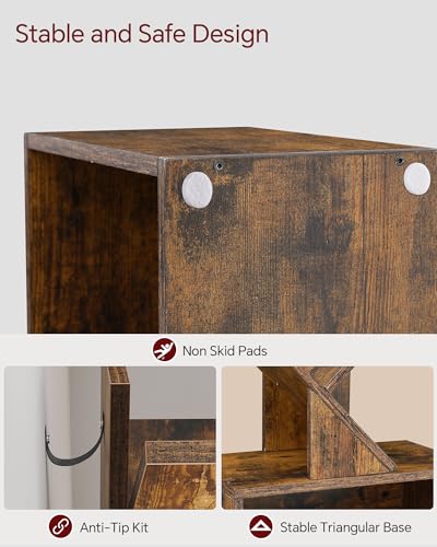 6-Tier Tree Bookshelf with Cabinet, Tall Narrow Standing Bookcase