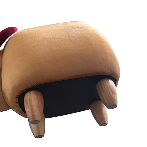 Buffalo Animal Ottoman Footstool - Upholstered Kids Stool with Wood Legs