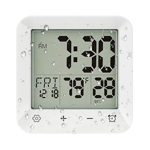 Waterproof Digital Bathroom Clock with Countdown Timer and Temperature