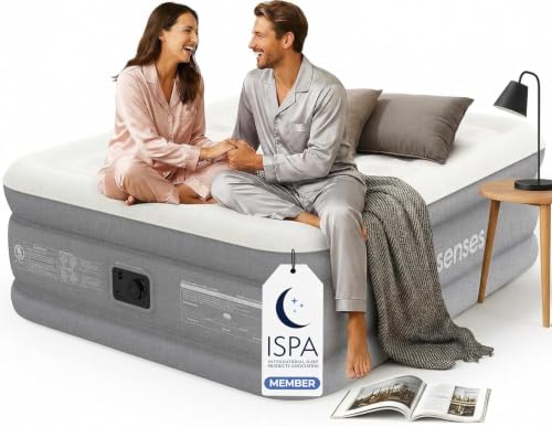 Queen Air Mattress with Built-in Pump & Honeycomb Design