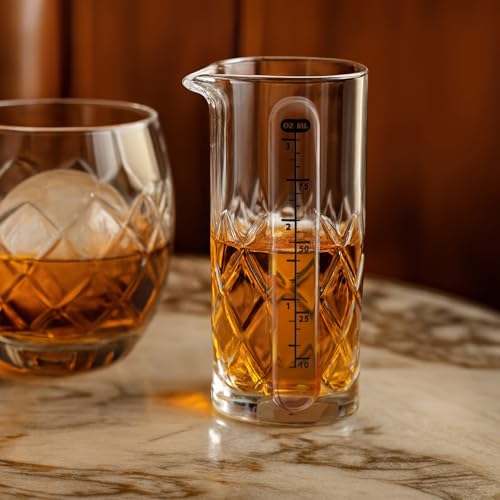 Final Touch Yarai Glass Cocktail Measuring Jigger with Pour Spout - 3.4 oz, Bar Tool
