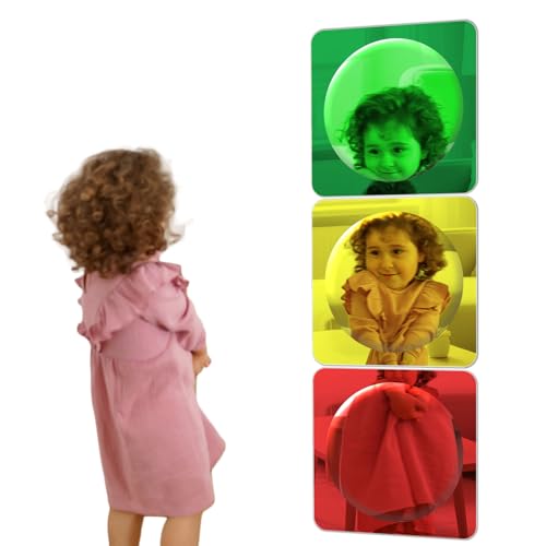 3-Piece Sensory Wall Bubble Mirror Set, Shatter-Resistant Acrylic Toddler Toy
