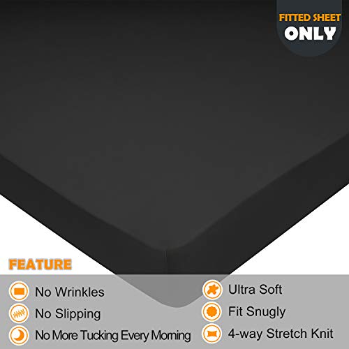 N&Y HOME Jersey Knit King Fitted Sheet - Soft 4-Way Stretch Deep Pocket