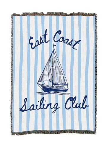 East Coast Saling Club Tapestry Throw Blanket - Pure Country Weavers Cotton, 50x60, Made in USA