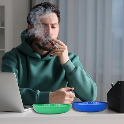 3-Piece Large Round Plastic Ashtray Set for Indoor and Outdoor Use