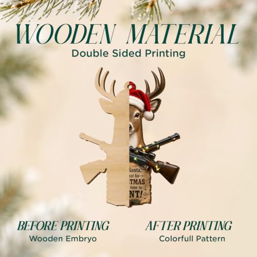 Deer Hunting Wooden Christmas Ornament 2026 - Double-Sided Holiday Decor