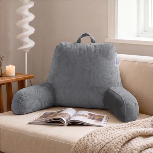 Adjustable Memory Foam Reading Pillow with Arms - Large Gray