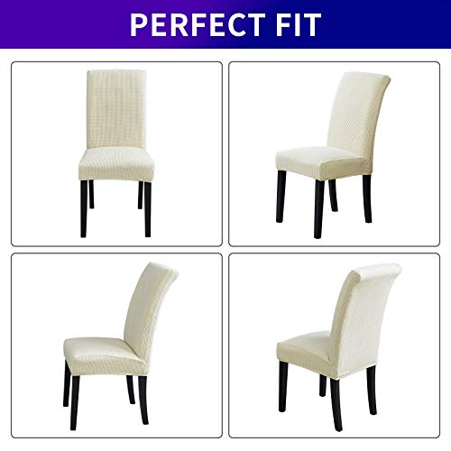 Removable Stretch Dining Chair Covers, Set of 4 - Ivory