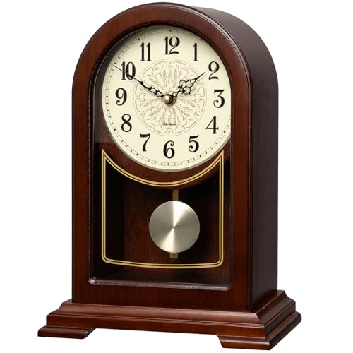 Tondiamo Wooden Mantel Clock with Chime & Silent Quartz Movement