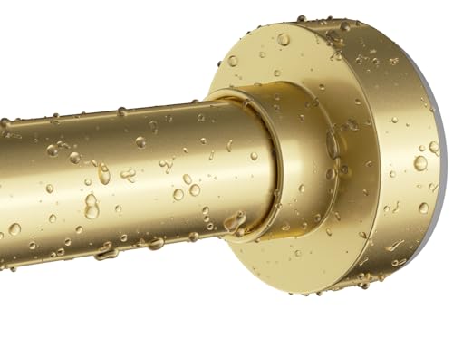 Emlaoe Gold Adjustable Shower Curtain Rod 34-66 Inch No Drill Tension