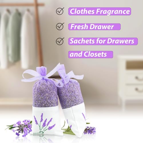 8-Pack Natural French Lavender Sachets for Closets, Drawers, and Cars