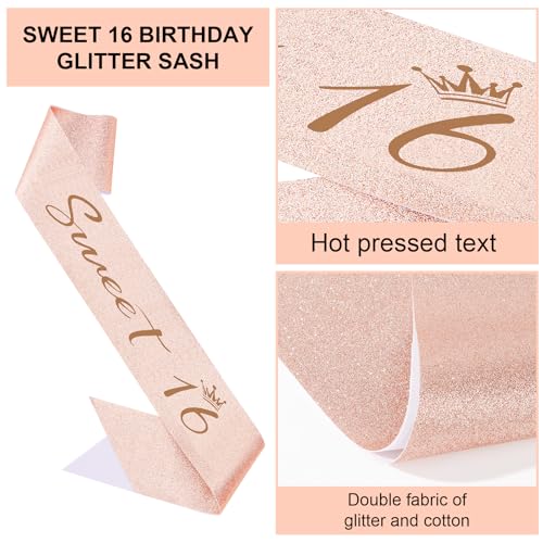 Sweet 16 Birthday Tiara and Glitter Sash Set for Girls Party Supplies