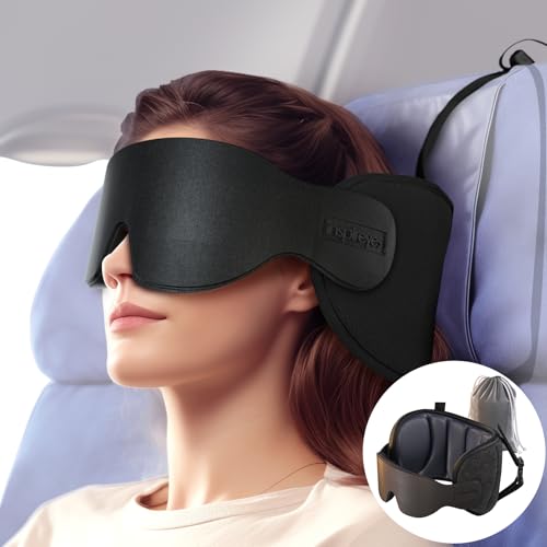 360° Travel Pillow with Eye Mask for Long Flights - Soft Support