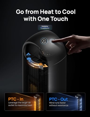 Tower Fan and Heater Combo 42 Inch All-Season Standing Fan with Remote