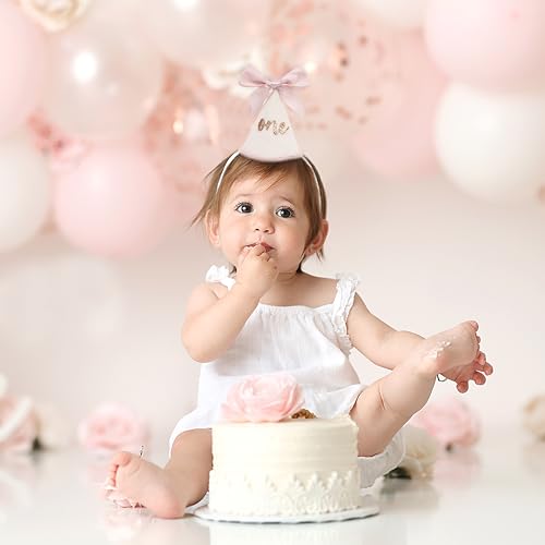 Glitter Birthday Party Hat with Bow for 1/2, 1st, or 2nd Birthday
