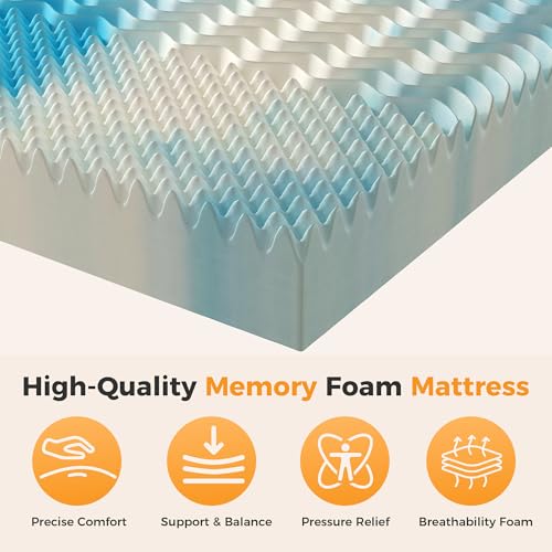 3-Inch Twin Size Memory Foam Mattress Topper with 5-Zone Cooling Gel