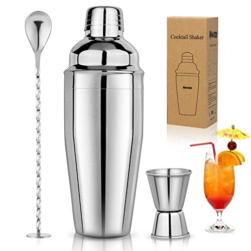 Silver 3-Piece Cocktail Shaker Set with Jiggers - 24oz Bartender Kit