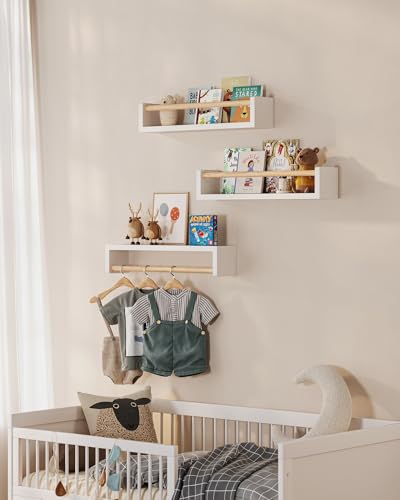 Set of 3 Wall-Mounted Floating Nursery Book Shelves for Kids Room