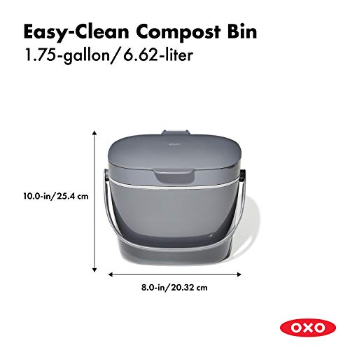 Easy-Clean Countertop Compost Bin 1.75 Gal Charcoal