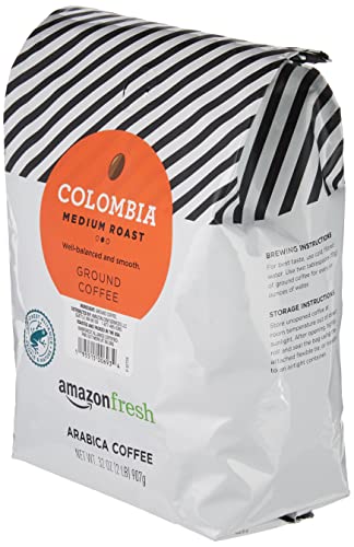 Amazon Fresh Colombia Ground Coffee, Medium Roast, 32 Ounce