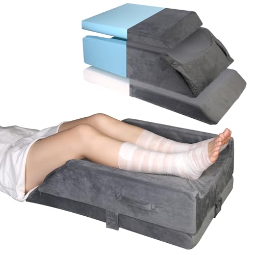 Adjustable Height Leg Elevation Pillow with Memory Foam Support