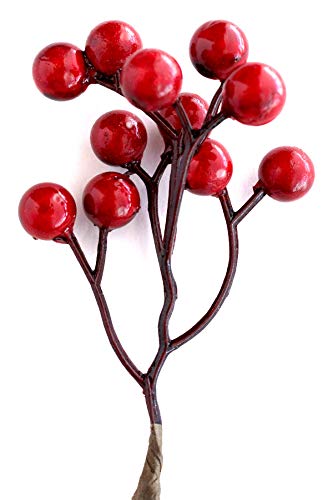 Artificial Red Berry Picks for Christmas Wreaths and Crafts - 8 Pack
